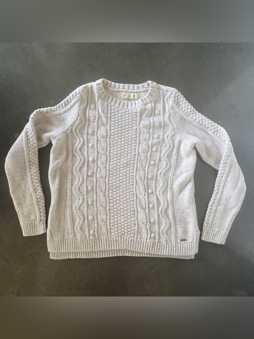 Y2K Hollister cream colorful speckled birthday confetti cable knit sweater M